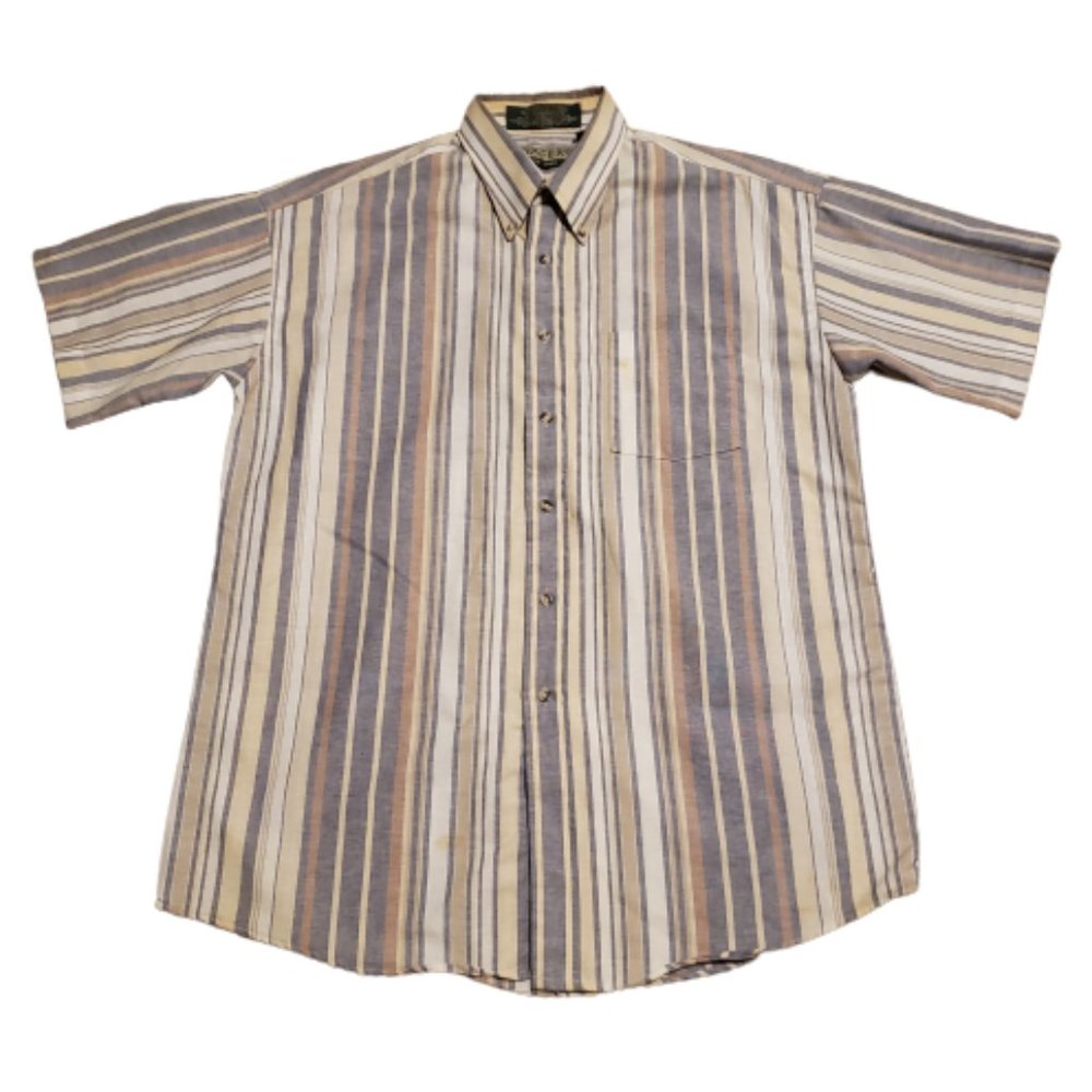 Loafers Striped Button Up Shirt Multi-color | Men's Large L Vintage 90s Stained